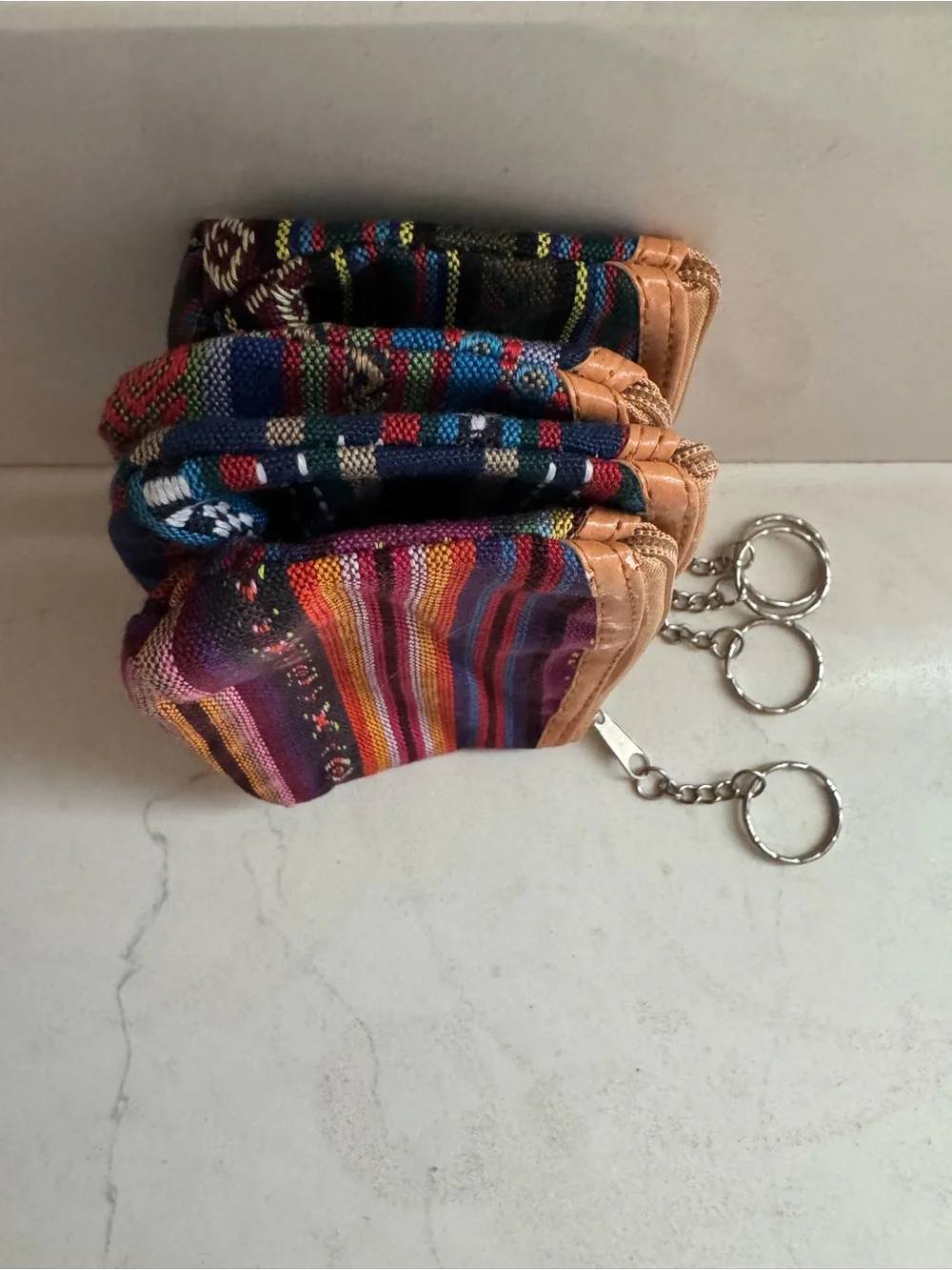 NWOT- bundle of 4. Artesanal Handwoven cambas multicolor Coin Pouch Keychain